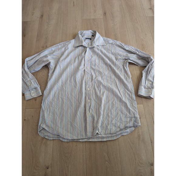 BURBERRY LONDON Long Sleeve Button Shirt Men Size Large Multicolor Stripe 17 R - Picture 1 of 10